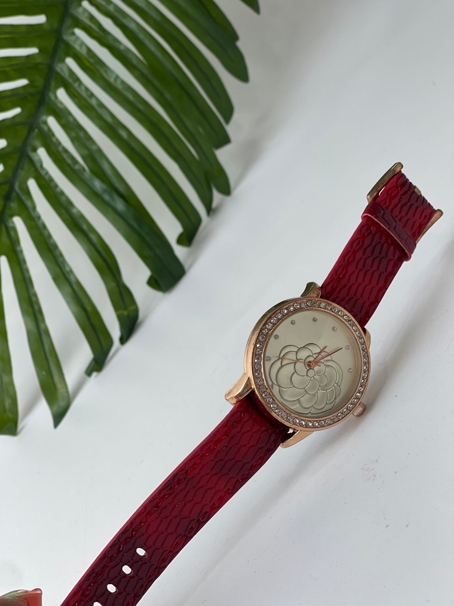 Red floral wristwatch