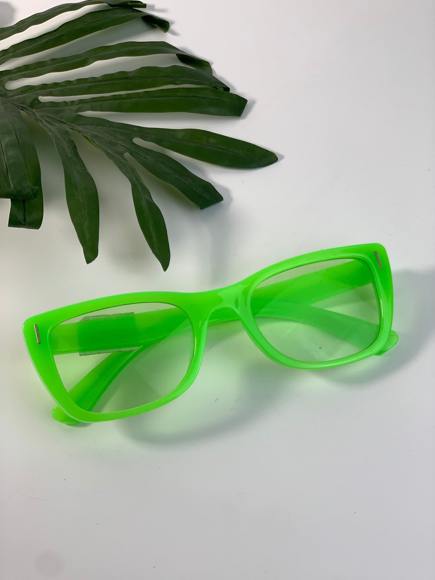 Green rectangular glasses