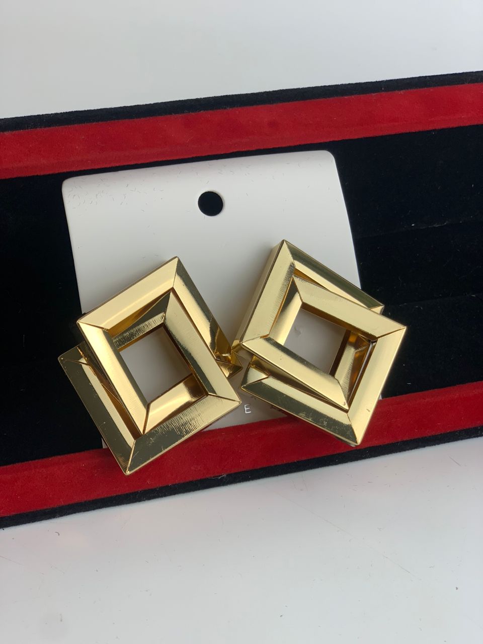 Gold square earrings