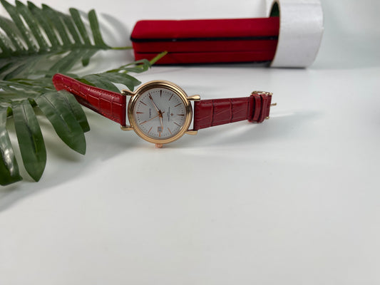 Aab Red leather wristwatch