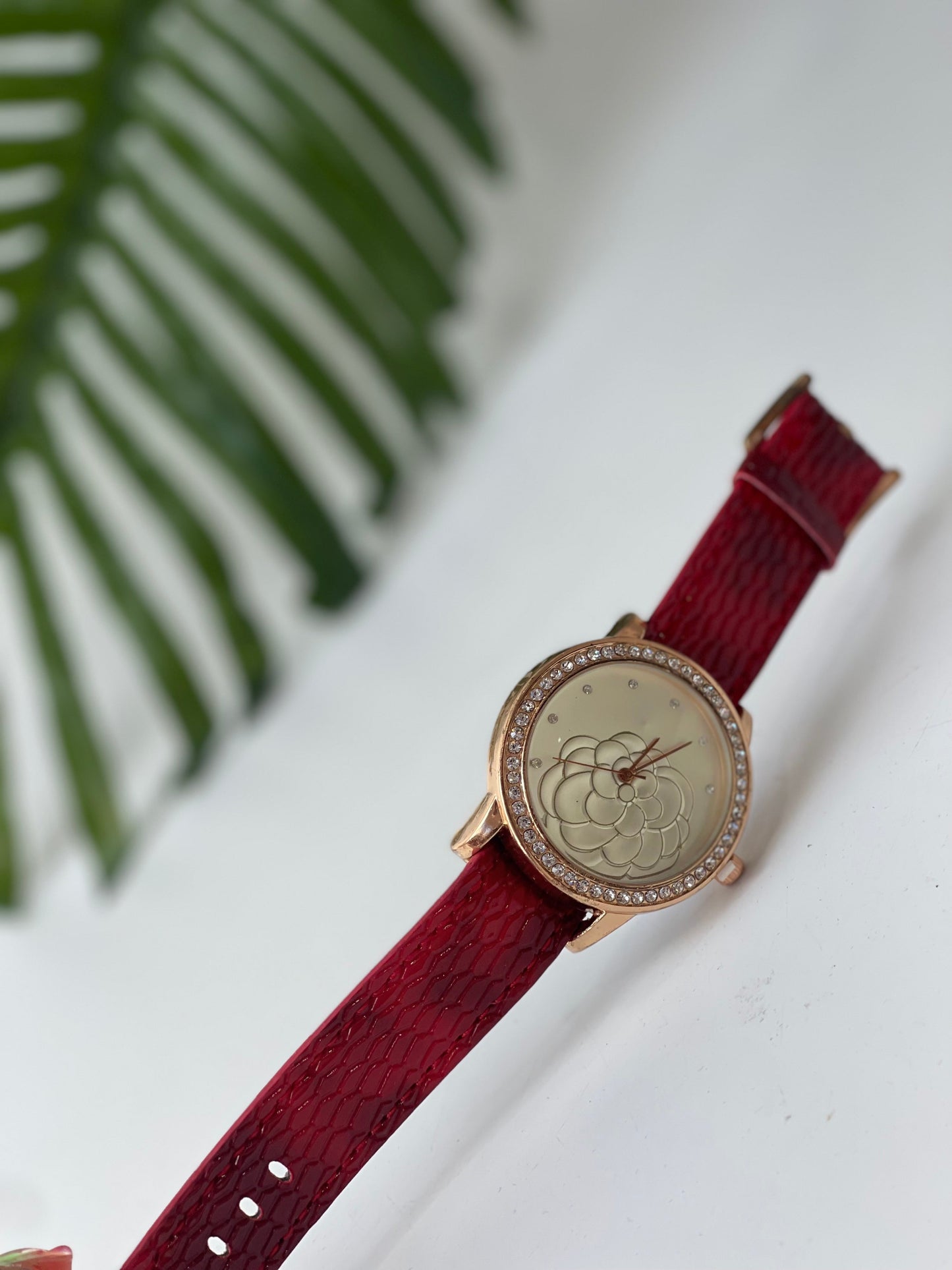 Red floral wristwatch