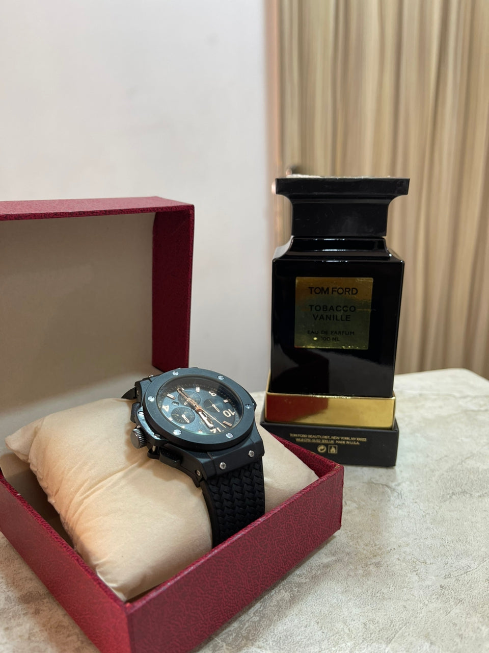 Wristwatch and perfume combo for him