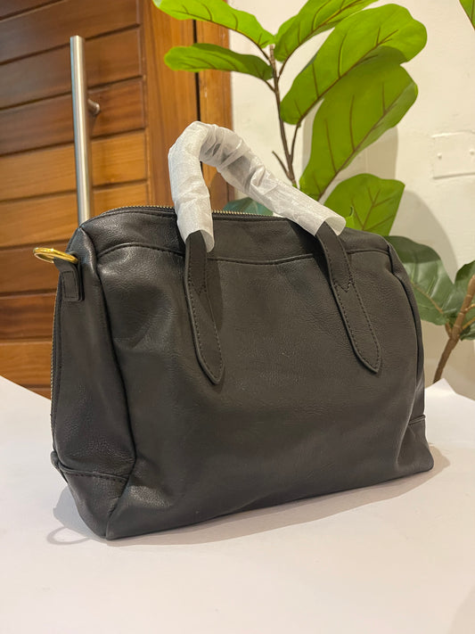 Black leather bag