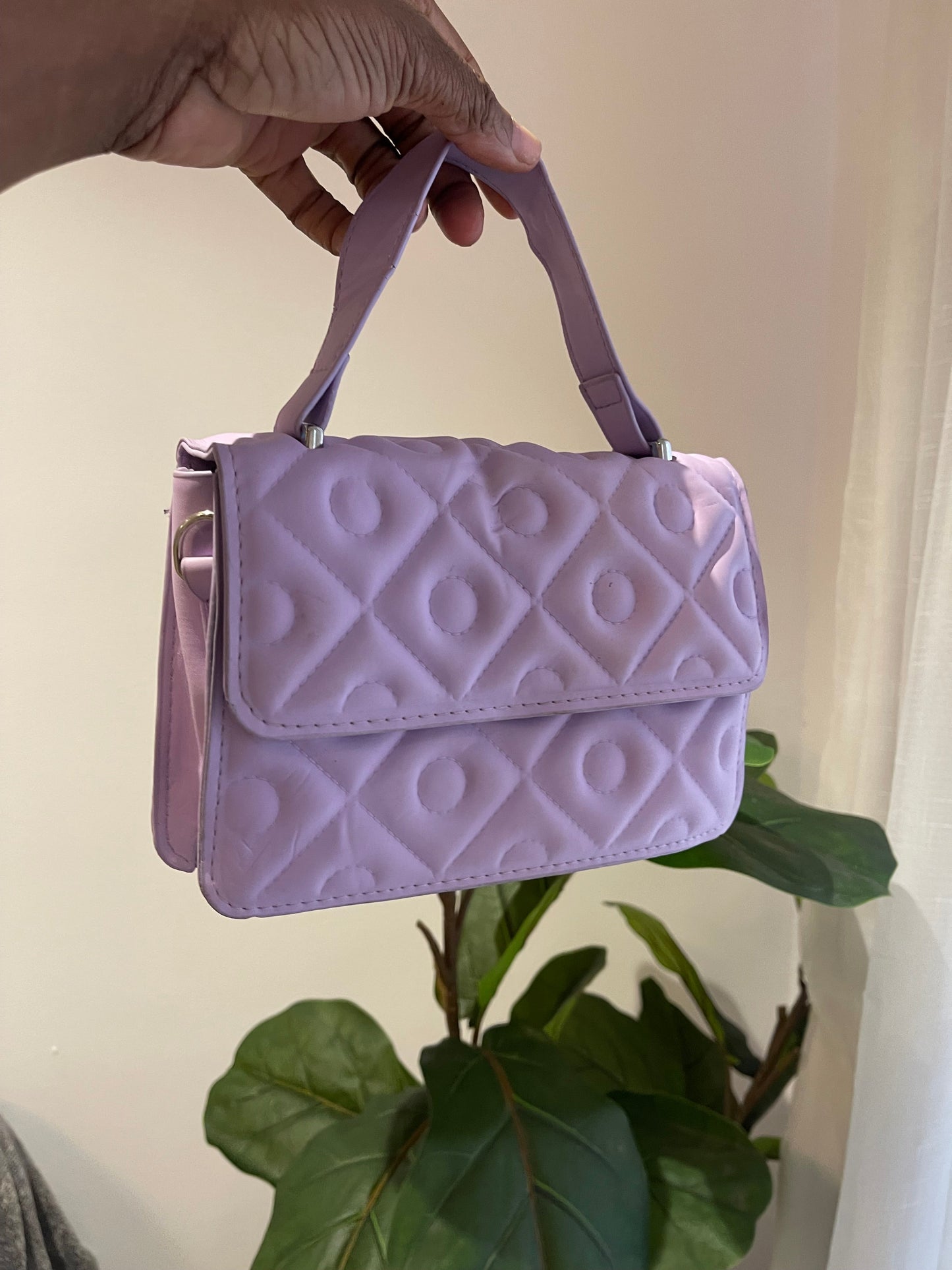 Lavender colored mini bag