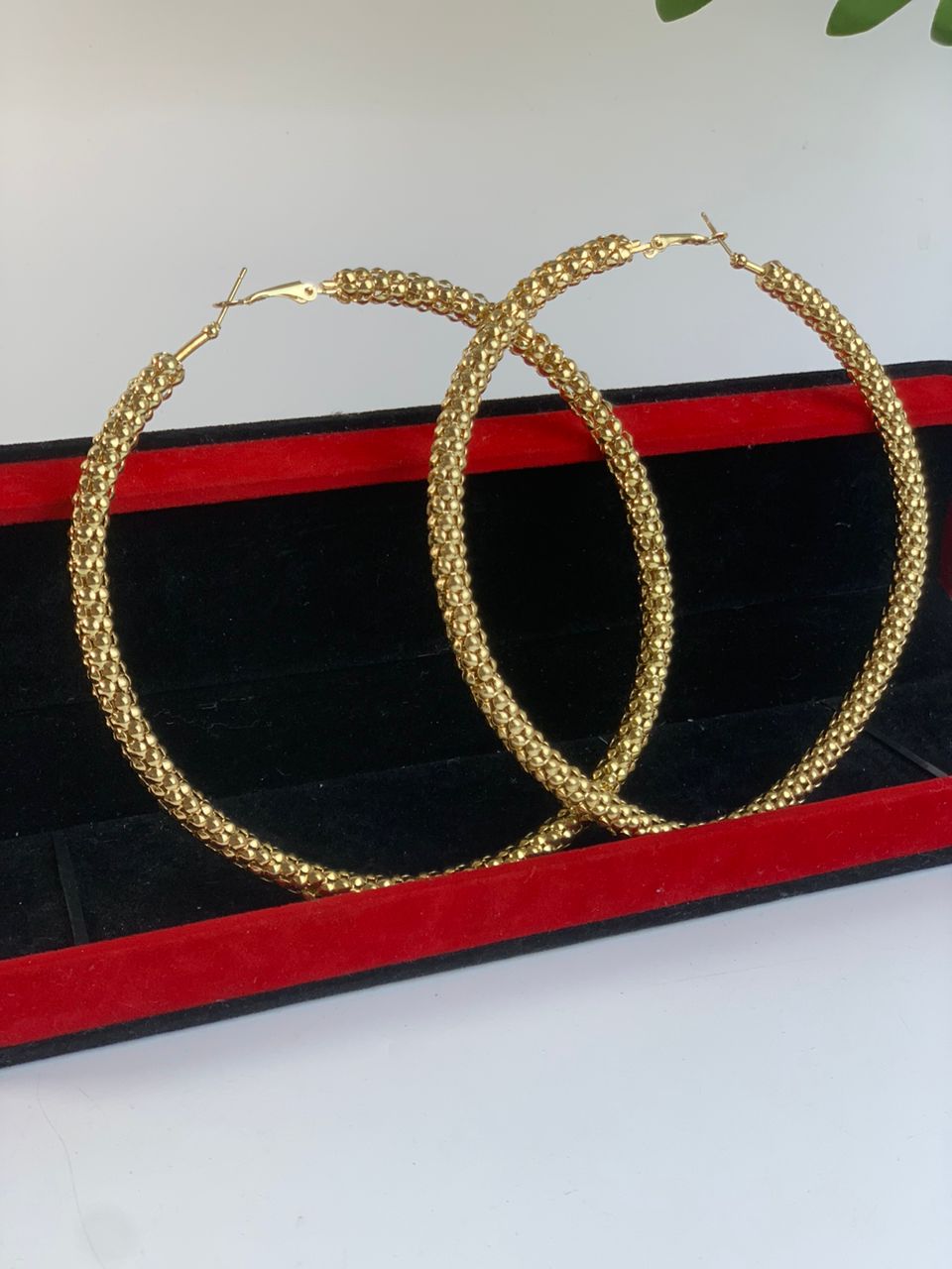 Gold large hoop earrings