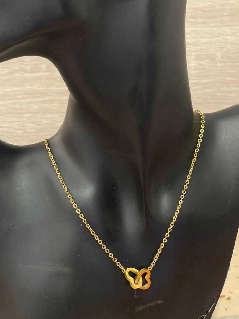 Gold double heart necklace