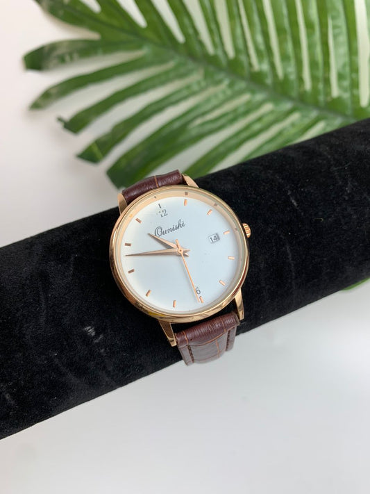 Brown minimalist wristwatch