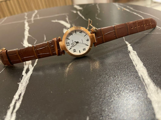 Brown leather wristwatch