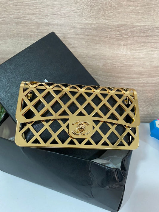 Gold mesh purse with box