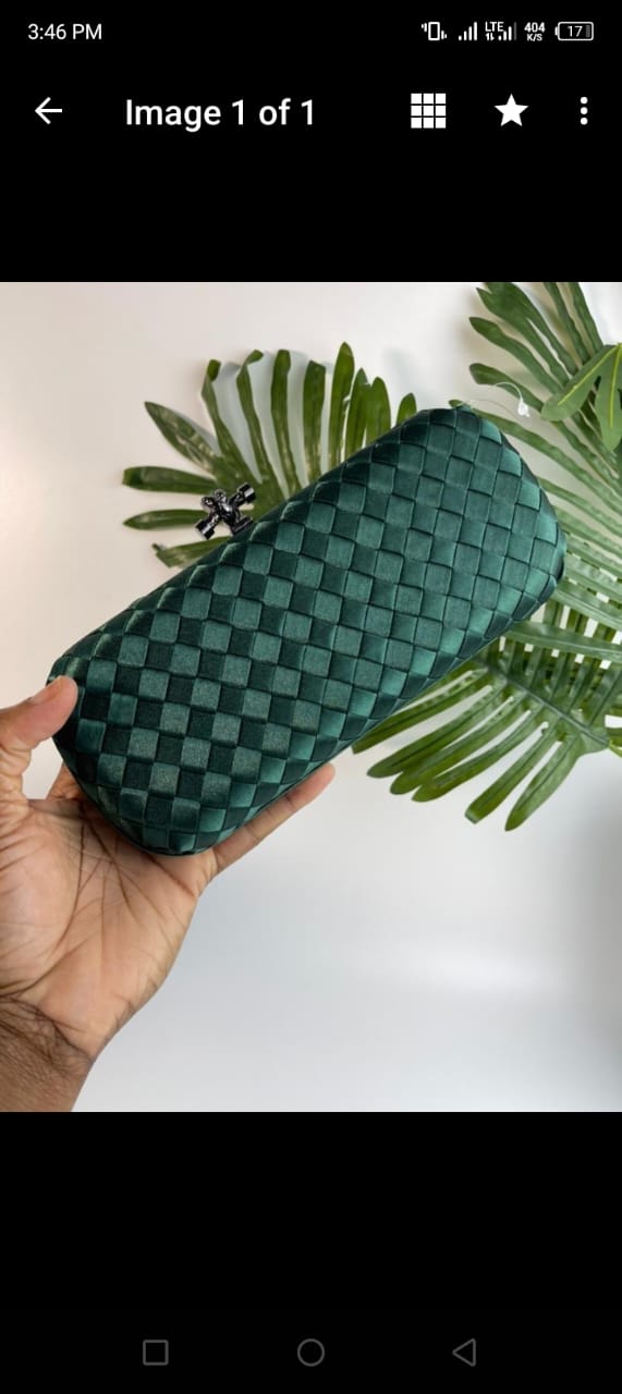 Green woven purse